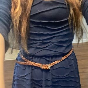 Three Pink Hearts blue dress